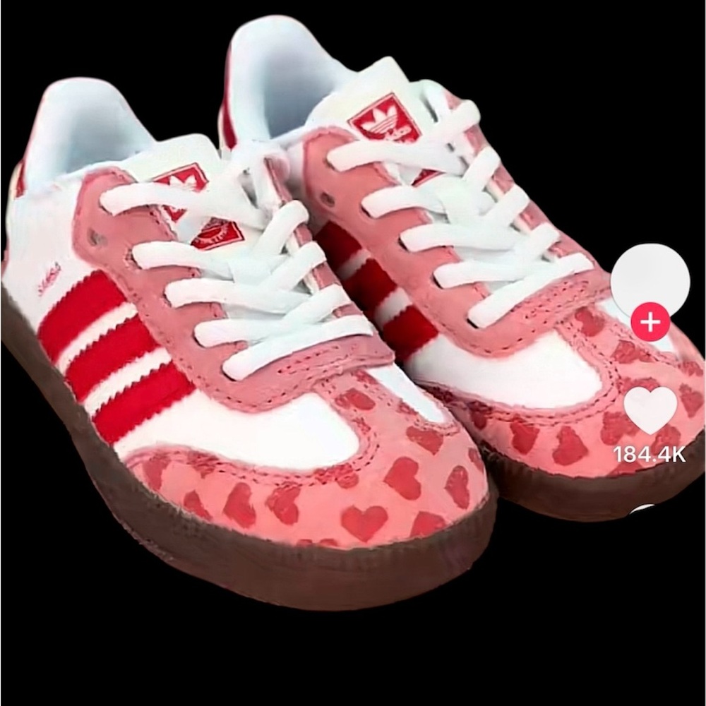 NWT!!! Adidas Samba Pink and Red Heart Sneakers